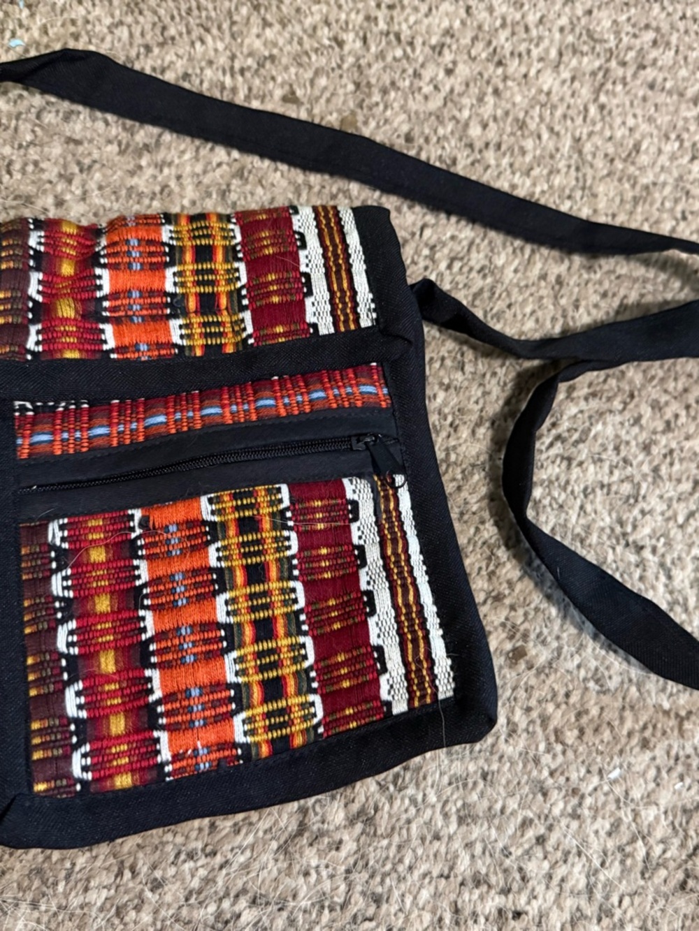 Woven Boho Crossbody Bag in Red and Orange